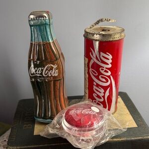 Coca-Cola Red and White Bottle, Can, and Yo-Yo Trio
